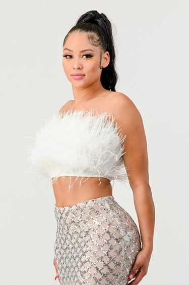 Don't Mess With My Fur Crop Tube Top - Palazzo Couture Online