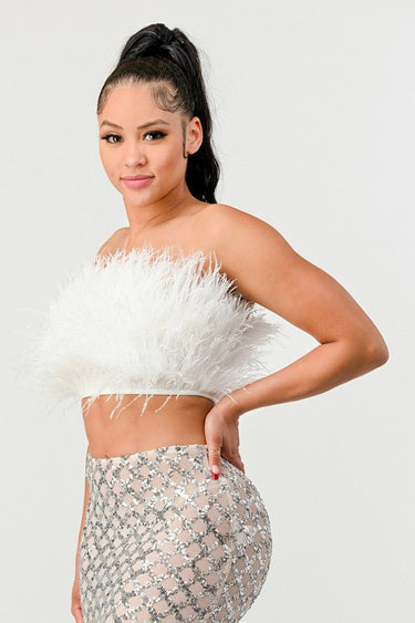 Don't Mess With My Fur Crop Tube Top - Palazzo Couture Online