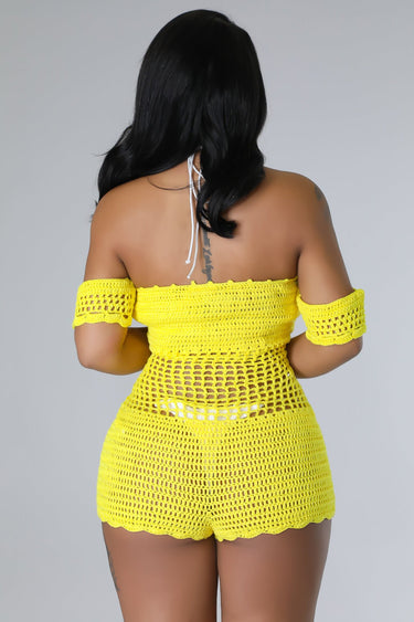 Drinks By The Beach Romper (Yellow) - Palazzo Couture Online