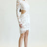 Embroidered Fringe Short Dress (White) - Palazzo Couture Online