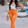 Expensive Views Metallic Orange Pants - Palazzo Couture Online