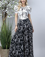 Face Graphic Print Palazzo Pants (Black) - Palazzo Couture Online