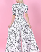 Face Graphic Print Palazzo Pants - White - Palazzo Couture Online