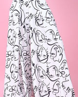 Face Graphic Print Palazzo Pants - White - Palazzo Couture Online