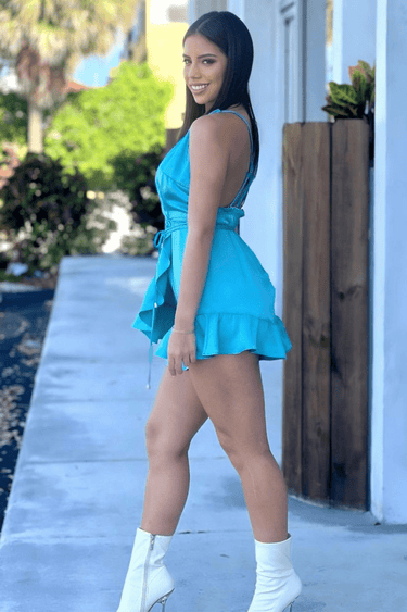 Fade into You Romper Turquoise - Palazzo Couture Online