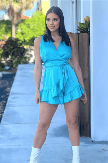 Fade into You Romper Turquoise - Palazzo Couture Online