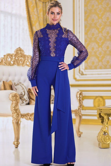 First Impression Blue Jumpsuit - Palazzo Couture Online