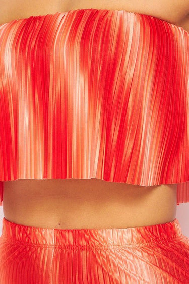 Flared bandeau top and straight leg pants set (Orange) - Palazzo Couture Online