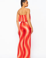 Flared bandeau top and straight leg pants set (Orange) - Palazzo Couture Online