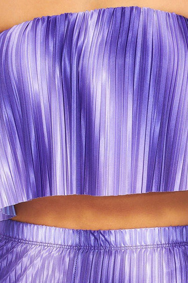 Flared bandeau top and straight leg pants set (purple) - Palazzo Couture Online
