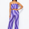 Flared bandeau top and straight leg pants set (purple) - Palazzo Couture Online