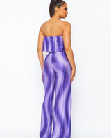 Flared bandeau top and straight leg pants set (purple) - Palazzo Couture Online