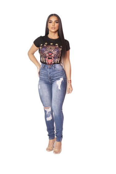 Forever Skinny Vibrant In Blue Jeans - Palazzo Couture Online