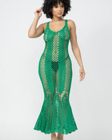 Fresh Day Green Cover Up Dress - Palazzo Couture Online