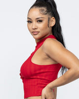 Frog Button Detail Top (Black) - Palazzo Couture Online