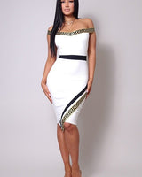 Georgina Off Shoulder Ivory Midi Dress - Palazzo Couture Online