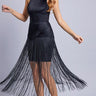 Halter Fringe Mini Dress (Black) - Palazzo Couture Online