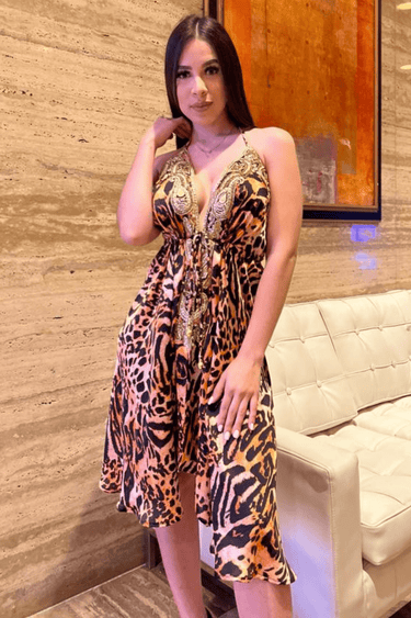 Halter Neck Bugle Bead Premium Resort Mini Dress - Palazzo Couture Online