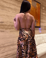 Halter Neck Bugle Bead Premium Resort Mini Dress - Palazzo Couture Online