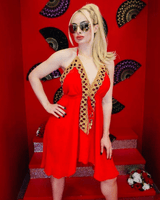 Halter Neck Premium Mini Dress (Red) - Palazzo Couture Online