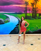 Head - Turningly Pretty Mini Dress(Red) - Palazzo Couture Online