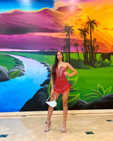 Head - Turningly Pretty Mini Dress(Red) - Palazzo Couture Online