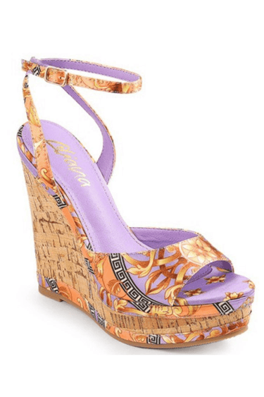 High Class Lifestyle Wedges (Purple Multiprint) - Palazzo Couture Online