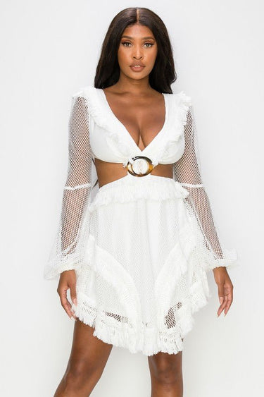 Honey Comb Mesh Mini Dress - Palazzo Couture Online
