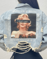 I Don’t Care Denim Jacket - Light Wash