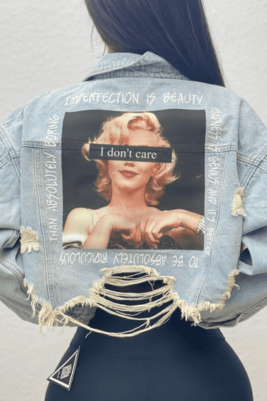 I Don’t Care Denim Jacket - Light Wash