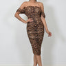 I’m Sexy Ruched Off - The Shoulder Print Midi Dress - Palazzo Couture Online