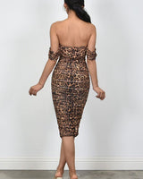 I’m Sexy Ruched Off - The Shoulder Print Midi Dress - Palazzo Couture Online