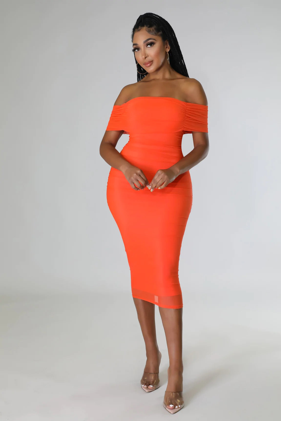 Sincerely Yours Ruched  Orange Dress