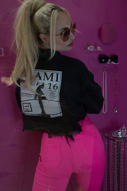 Miami  FL Crop Jacket (Black Denim)