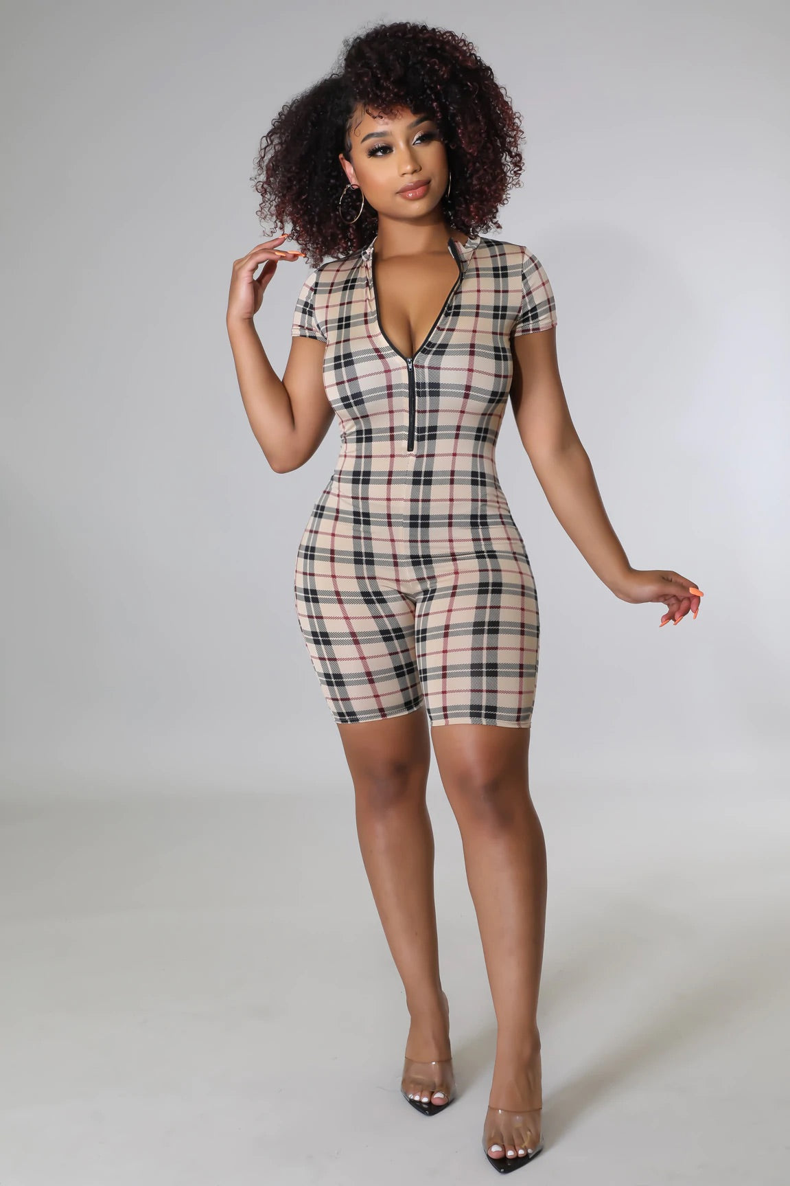Love is in The air Romper Checkered
