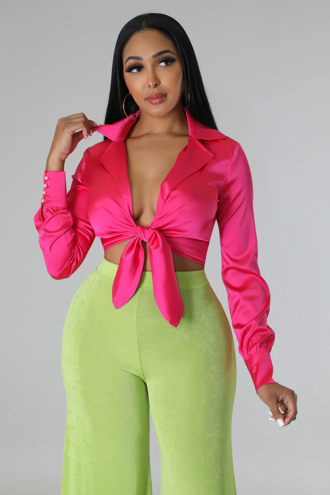 Monaco Silk Blouse  (Fuschia)