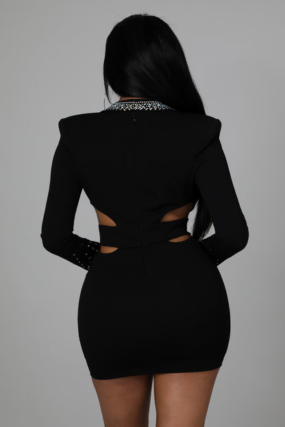 Divina Crystal Black Mini Dress