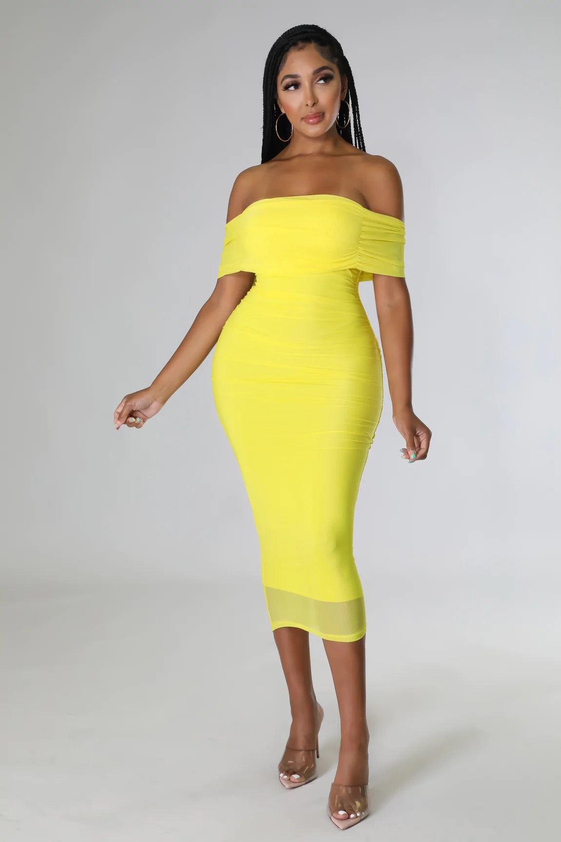 Sincerely Yours Ruched  Yellow Dress