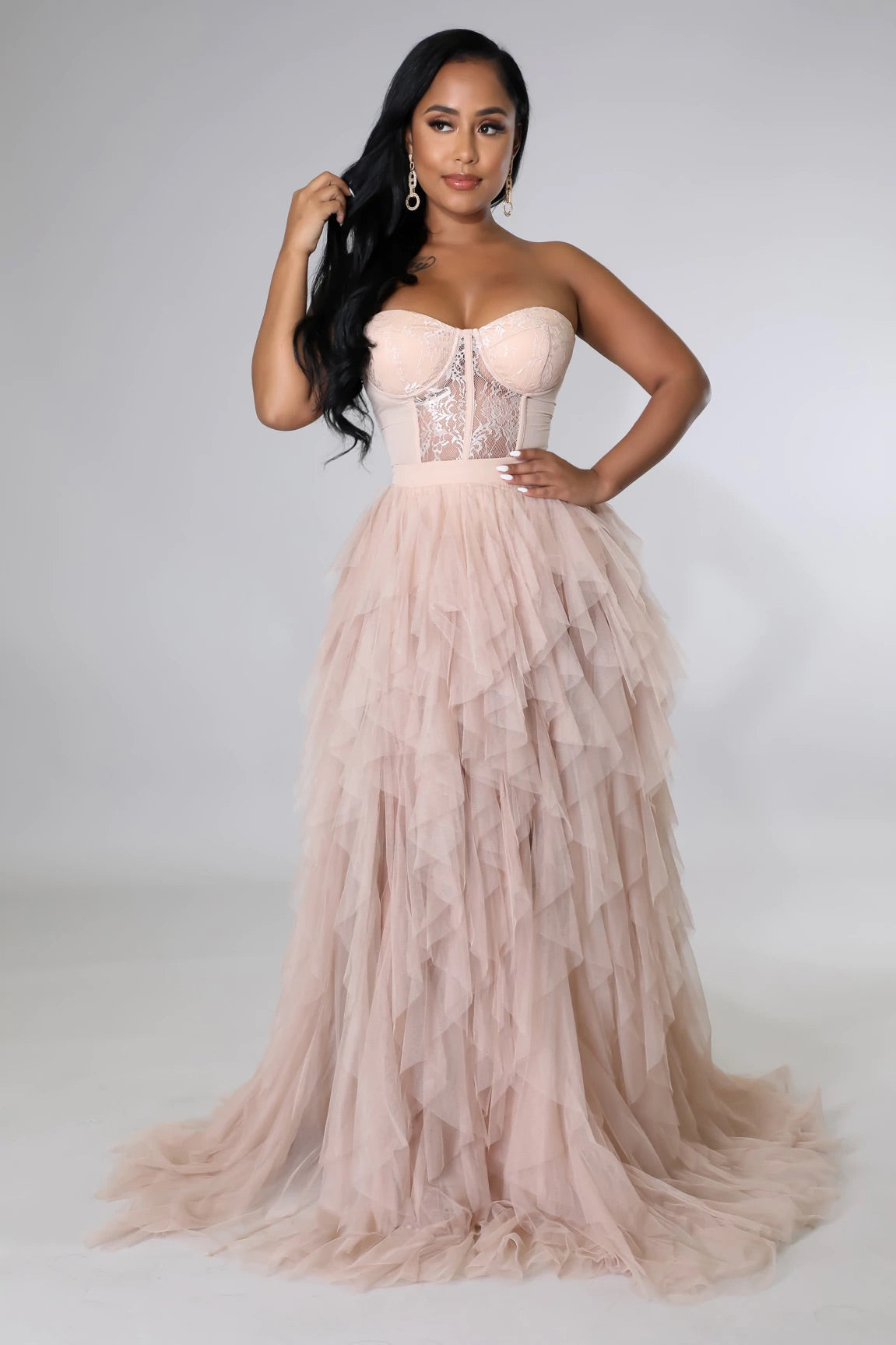 Royal Queen Nude Maxi Dress