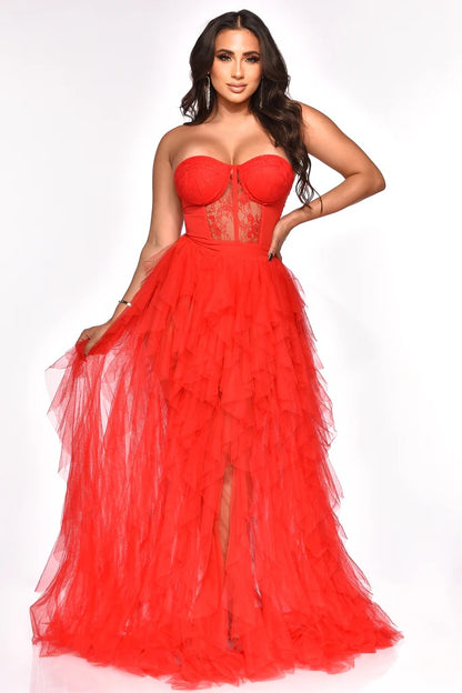 Royal Queen Red Maxi Dress