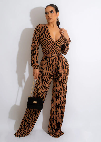 Find a Way Jumpsuit (Brown and  Black)