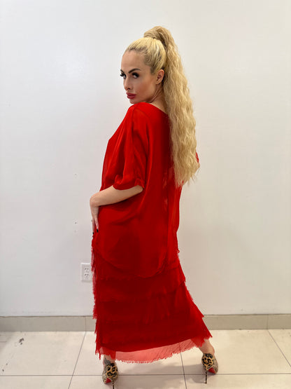 Bellissima Donna Italian Maxi Dress (Red)