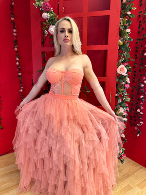 Royal Queen Peach Maxi Dress