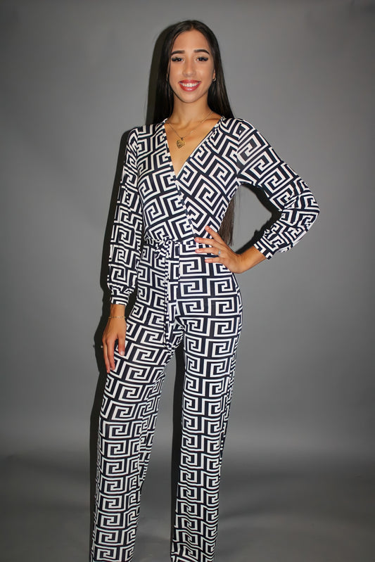 Find a Way Jumpsuit (Black and Ivory)