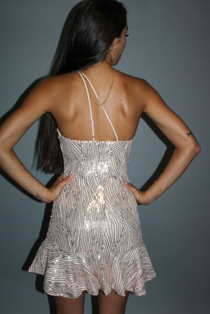 Holiday Lover Sequin Mini Dress (Rose Gold)