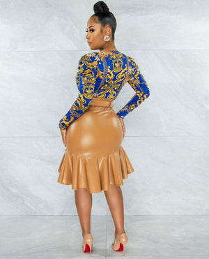 Faux Leather Caramel Skirt