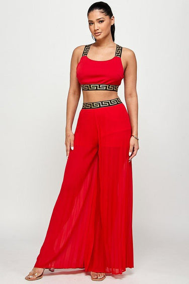 Kalira Palazzo Pants Set Red - Palazzo Couture Online