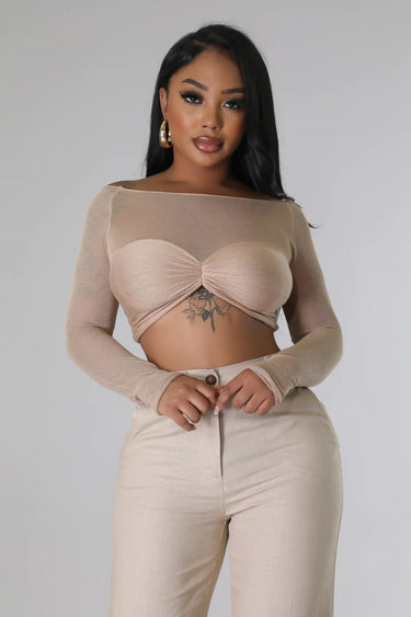 Khloie Top Taupe - Palazzo Couture Online