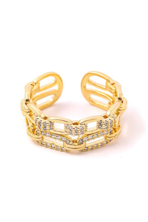 CZ Double Chain Link Ring