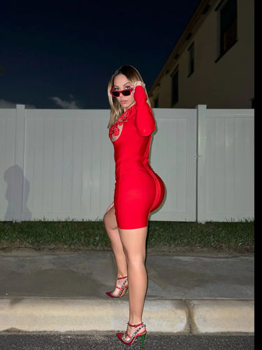 Lets Fiesta Mini Dress ( Red) - Palazzo Couture Online